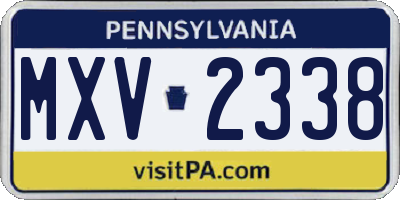 PA license plate MXV2338