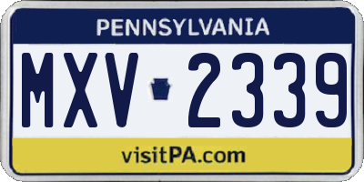 PA license plate MXV2339