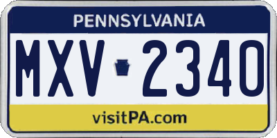 PA license plate MXV2340