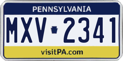 PA license plate MXV2341