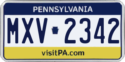 PA license plate MXV2342