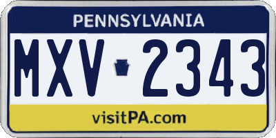 PA license plate MXV2343