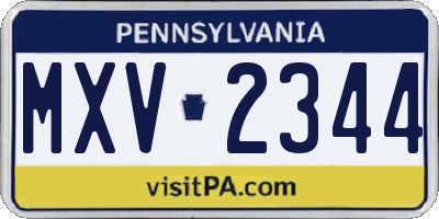 PA license plate MXV2344