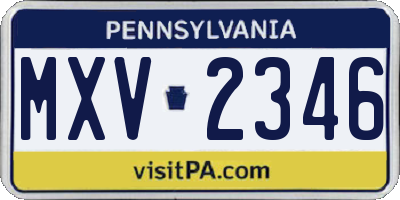 PA license plate MXV2346