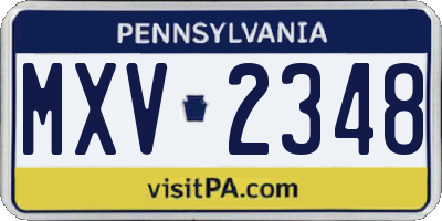 PA license plate MXV2348