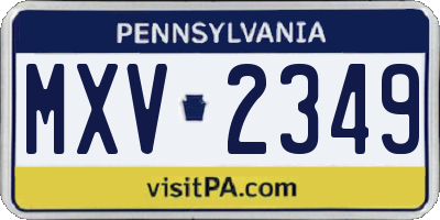 PA license plate MXV2349