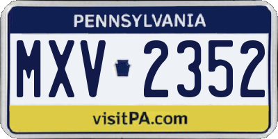 PA license plate MXV2352