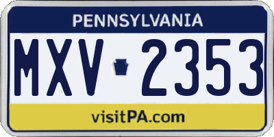 PA license plate MXV2353