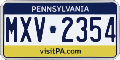 PA license plate MXV2354