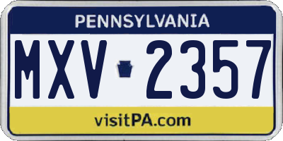 PA license plate MXV2357