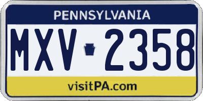 PA license plate MXV2358