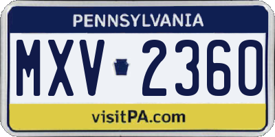 PA license plate MXV2360