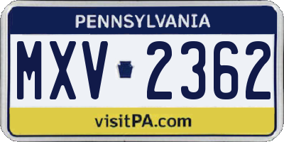 PA license plate MXV2362