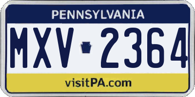 PA license plate MXV2364