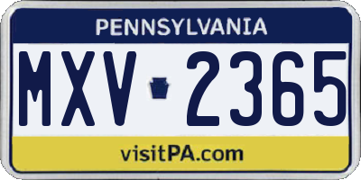 PA license plate MXV2365