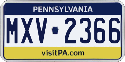 PA license plate MXV2366