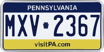 PA license plate MXV2367