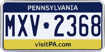 PA license plate MXV2368