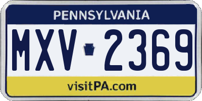 PA license plate MXV2369