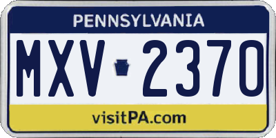 PA license plate MXV2370