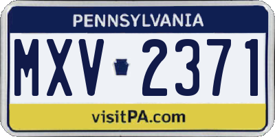 PA license plate MXV2371