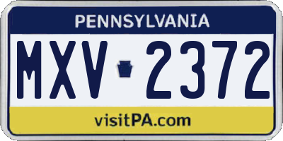 PA license plate MXV2372
