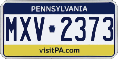 PA license plate MXV2373
