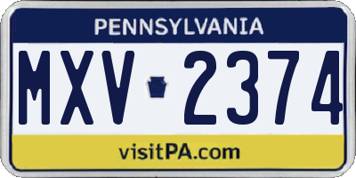 PA license plate MXV2374