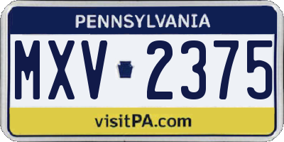 PA license plate MXV2375