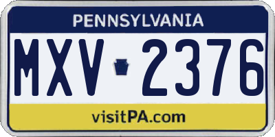 PA license plate MXV2376