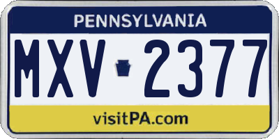 PA license plate MXV2377