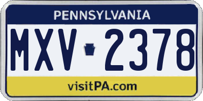 PA license plate MXV2378