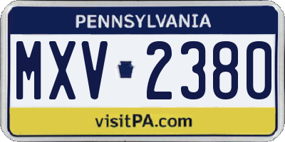 PA license plate MXV2380
