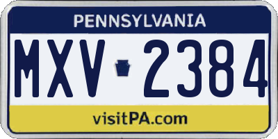 PA license plate MXV2384