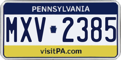 PA license plate MXV2385