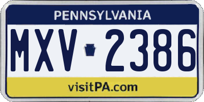 PA license plate MXV2386