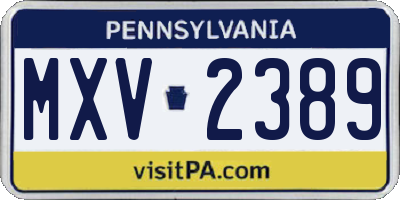 PA license plate MXV2389