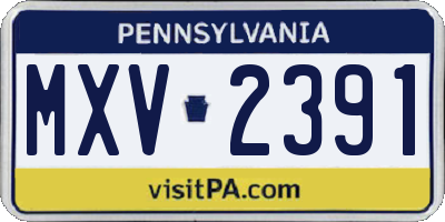 PA license plate MXV2391