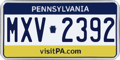 PA license plate MXV2392