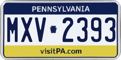 PA license plate MXV2393