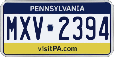 PA license plate MXV2394
