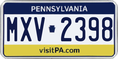 PA license plate MXV2398