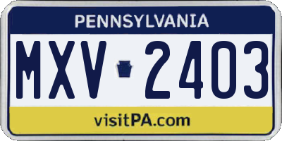 PA license plate MXV2403