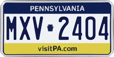 PA license plate MXV2404