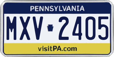 PA license plate MXV2405