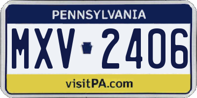 PA license plate MXV2406