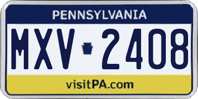 PA license plate MXV2408