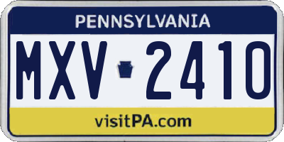 PA license plate MXV2410