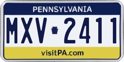 PA license plate MXV2411