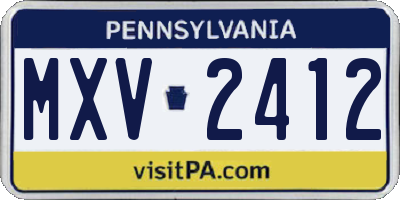 PA license plate MXV2412